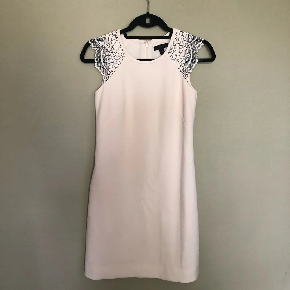 J.Crew cream ivory shift dress lace cap sleeves